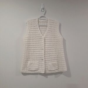 Vintage Handknit Coastal Cowgirl/Grandmacore Crochet Sweater Vest